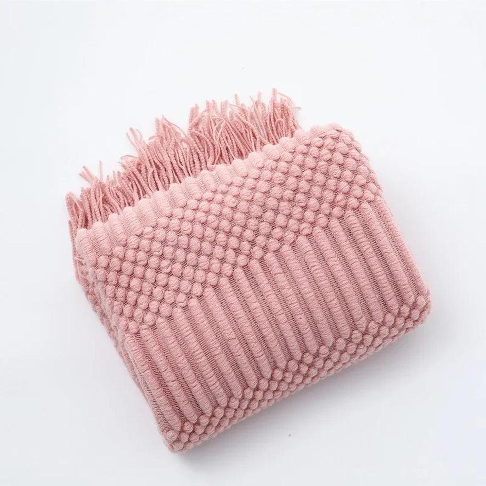 Cozy Knitted Throw Blanket - Soft Acrylic Vintage Style for Home Decor