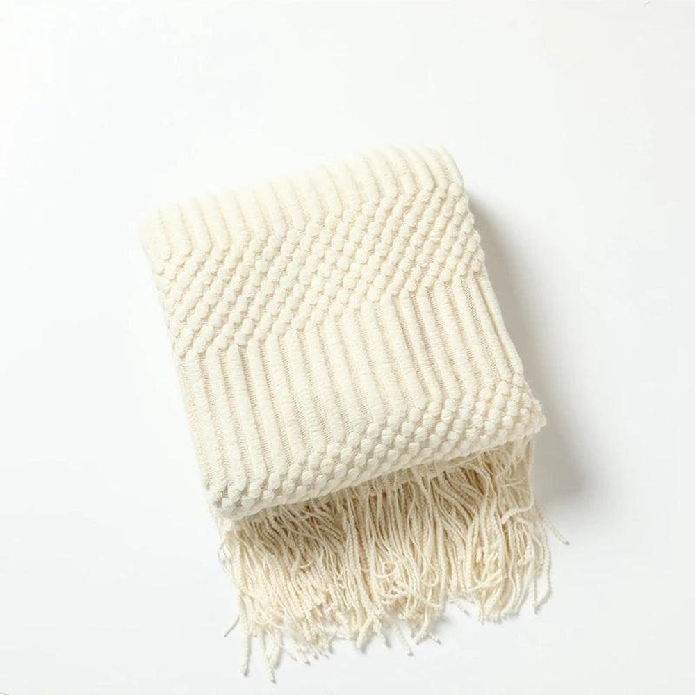 Cozy Knitted Throw Blanket - Soft Acrylic Vintage Style for Home Decor