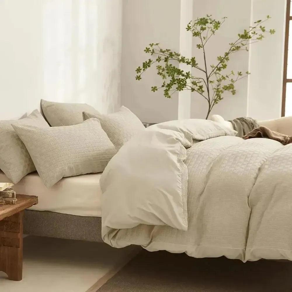 Original Jacquard Duvet Cover Set - Soft Microfiber Waffle Weave Design