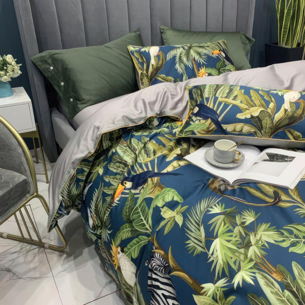 Tropical Bedding Set - Silky Egyptian Cotton Duvet Covers with Vibrant Design