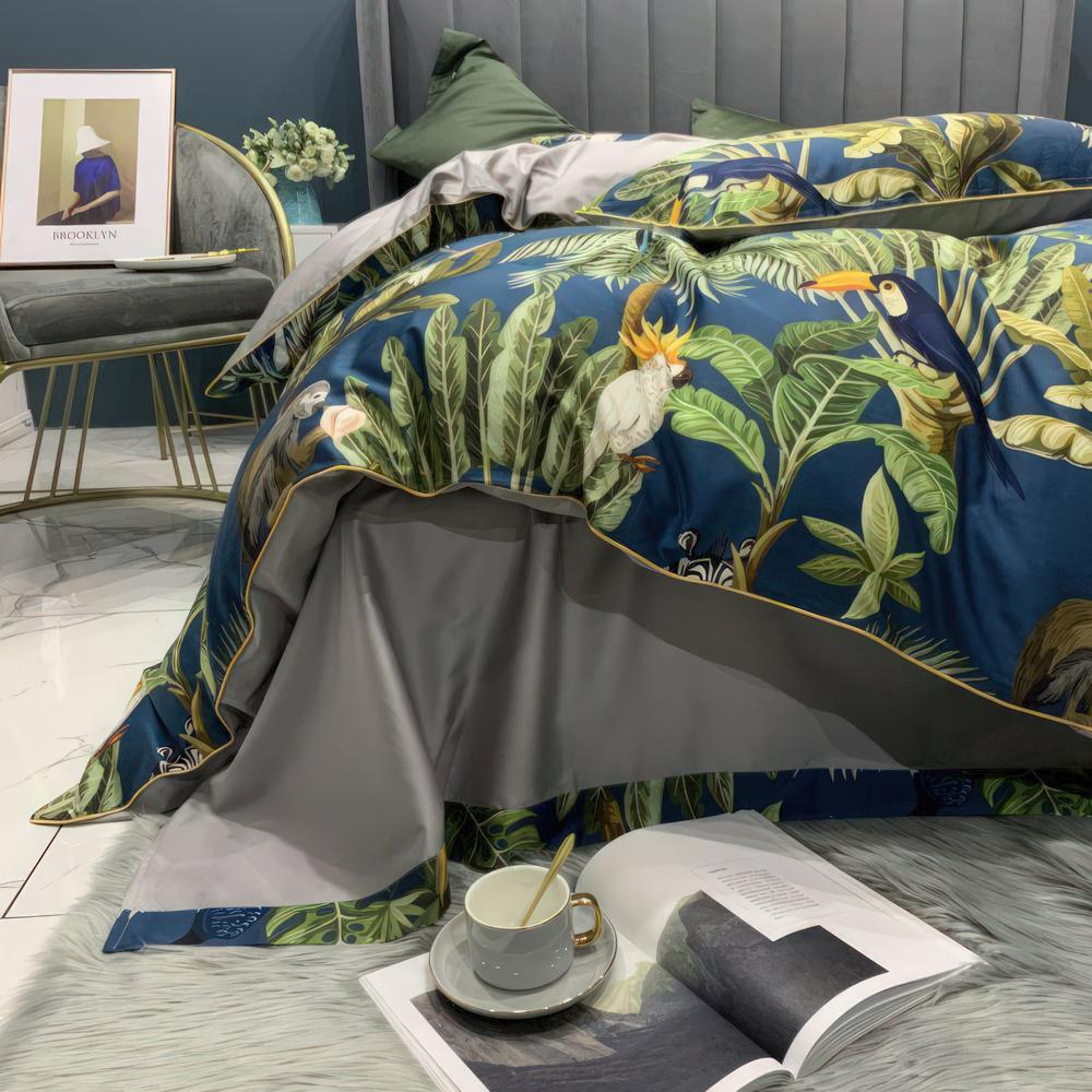 Tropical Bedding Set - Silky Egyptian Cotton Duvet Covers with Vibrant Design