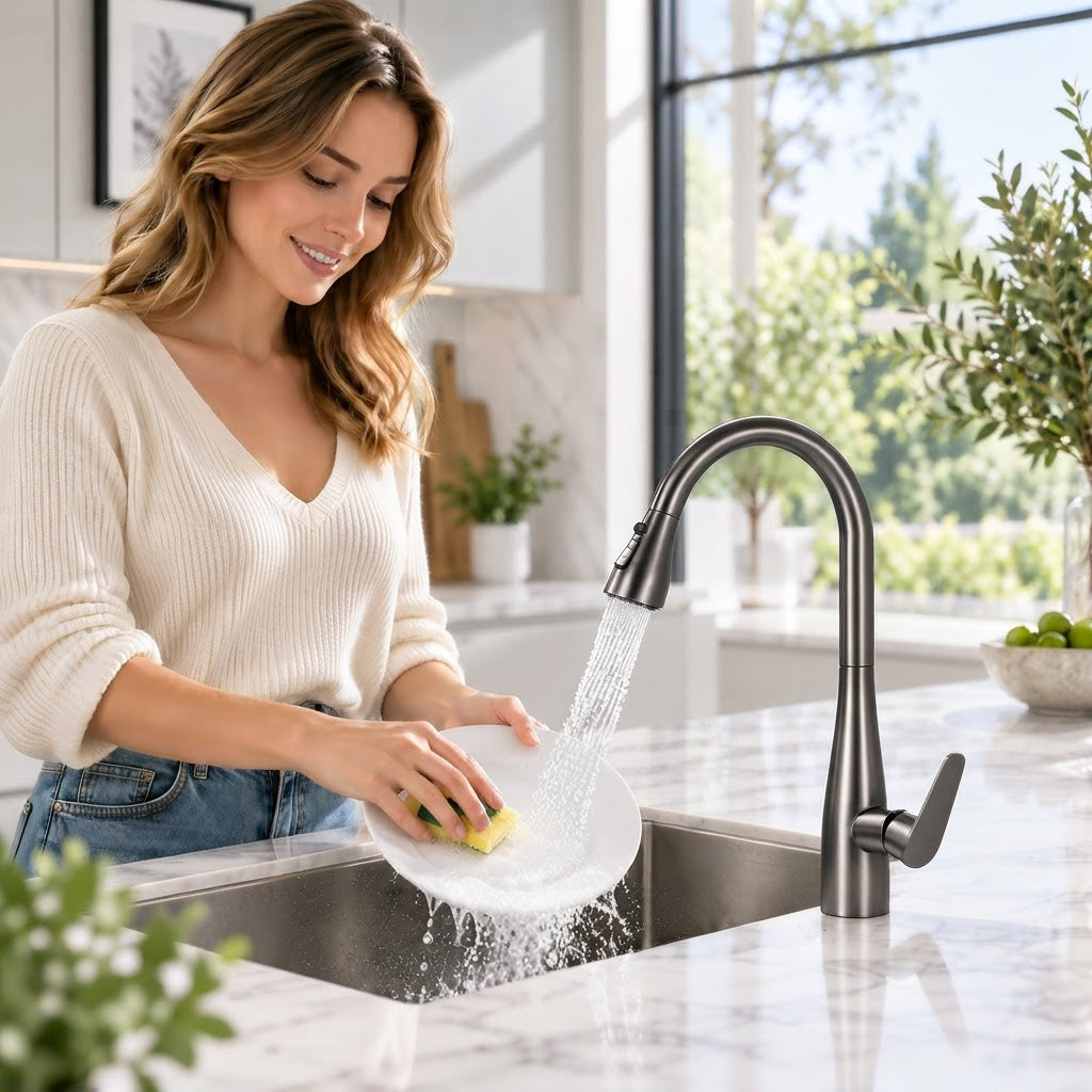 Smart Touch Kitchen Faucet with Pull-Out Spray Head