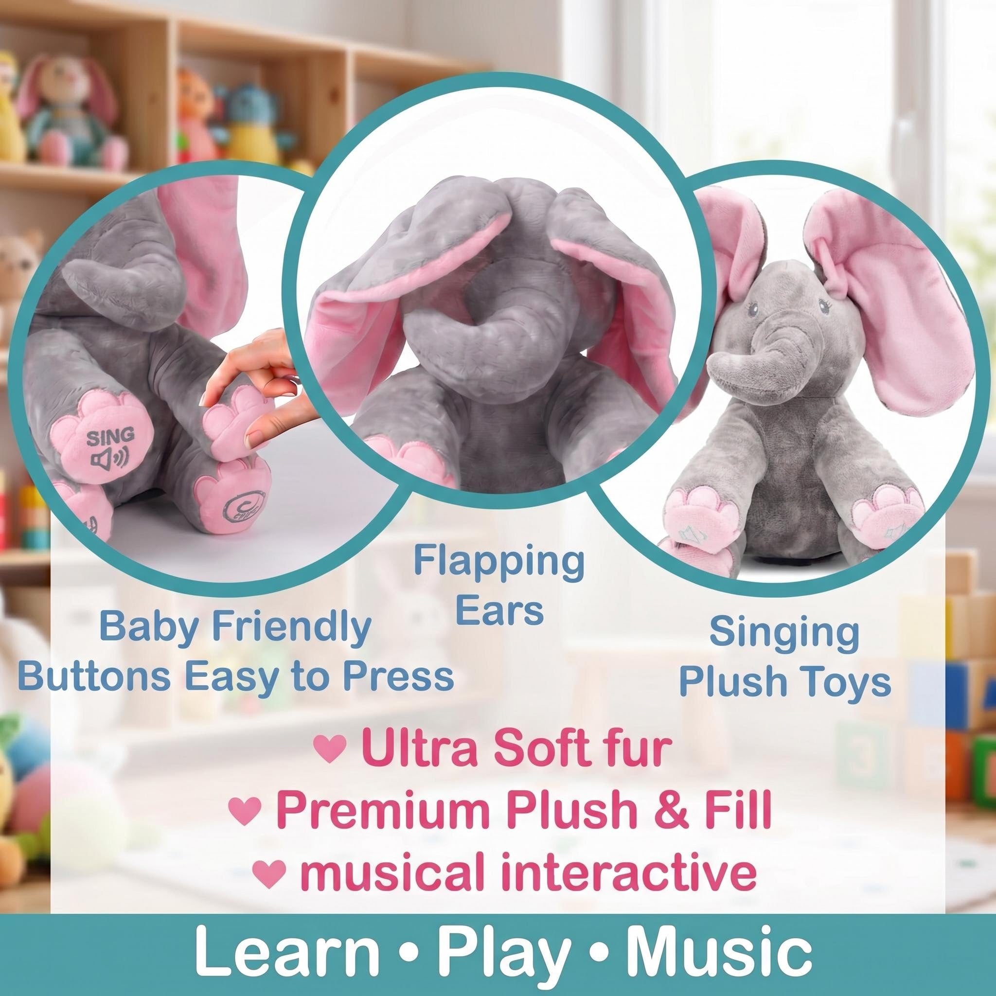Animated Elephant Plush Toy for Interactive Play