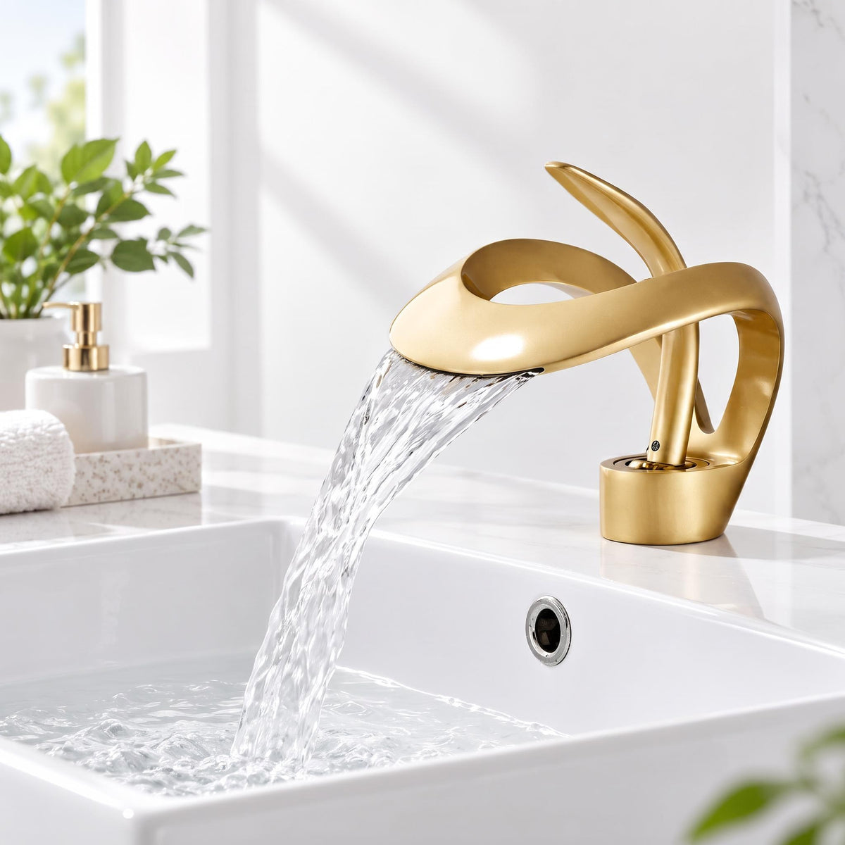 Waterfall Basin Mixer Tap – Solid Brass Modern Bathroom Sink Faucet
