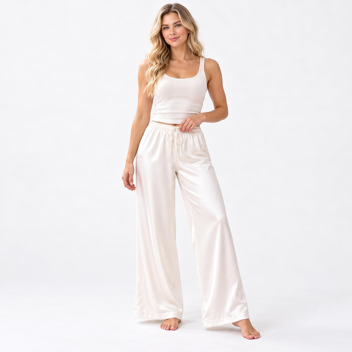 Elegant Flowing Wide Leg Silk Pants for Women