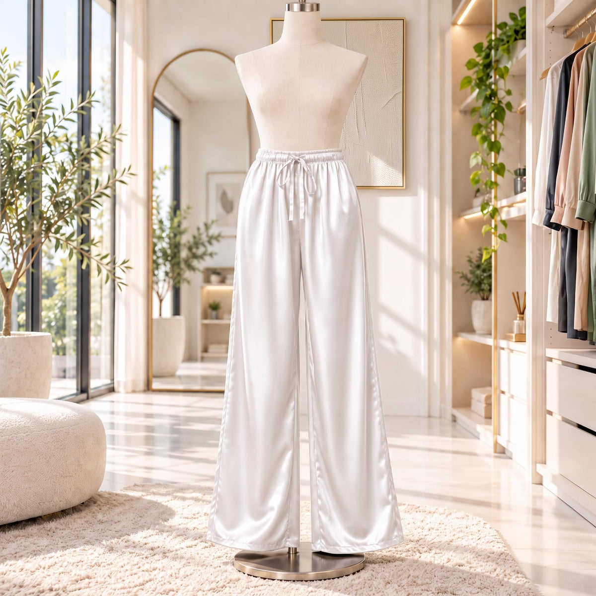 Elegant Flowing Wide Leg Silk Pants for Women