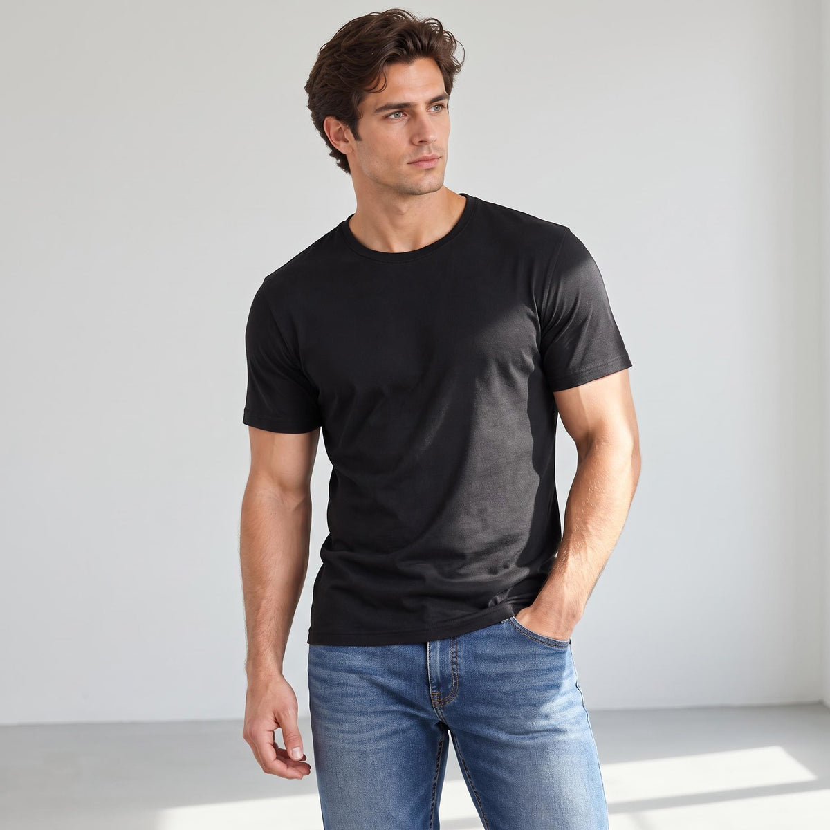 Men's Mulberry Silk Crew Neck T-Shirt for Versatile Style