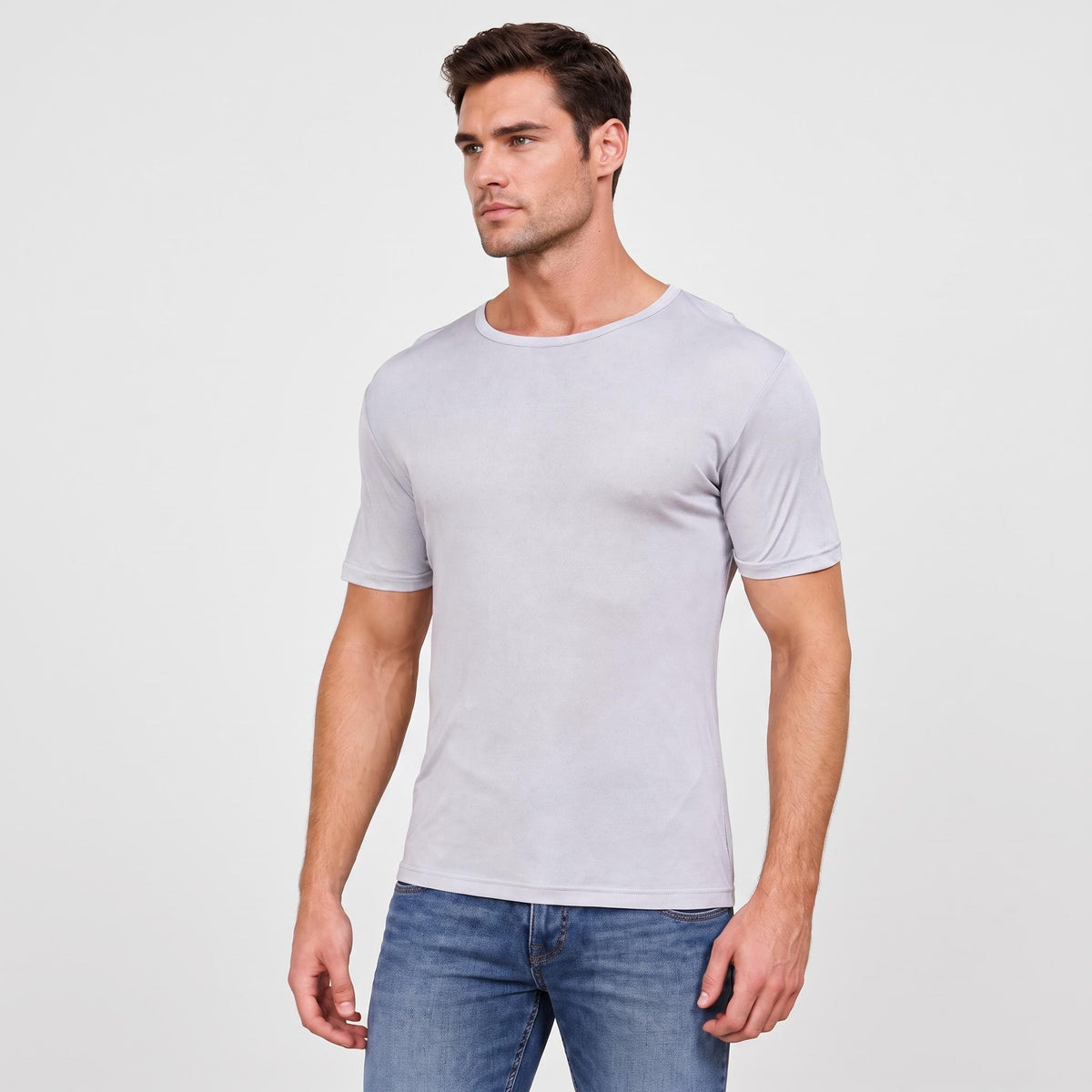 Men's Mulberry Silk Crew Neck T-Shirt for Versatile Style
