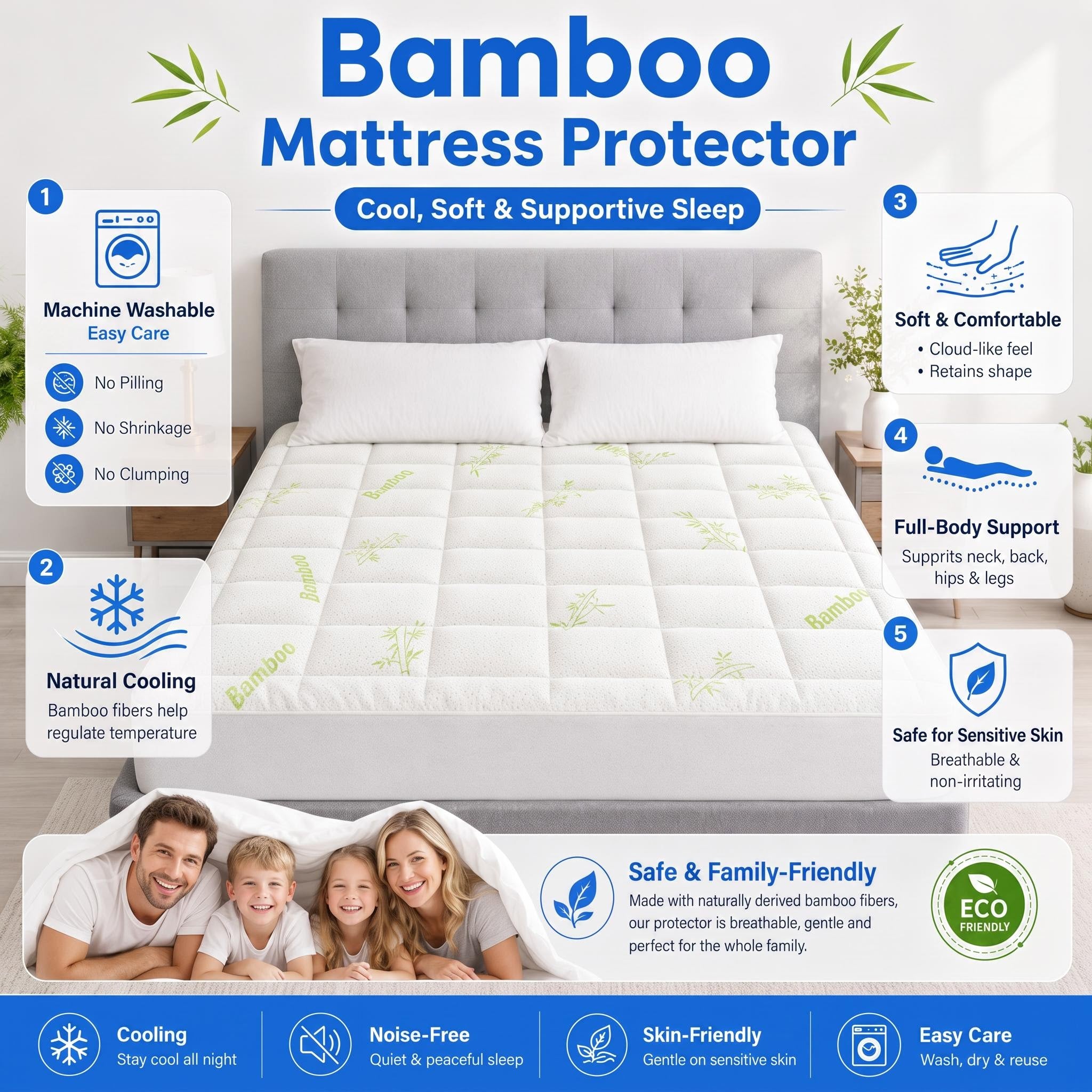 Bamboo Viscose Mattress Topper - Soft and Breathable Bedding
