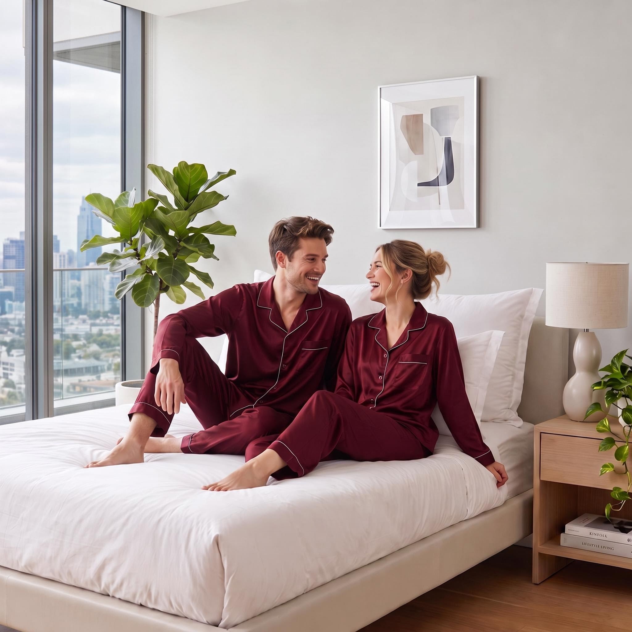 Silk Satin Couple Pajama Set For Him Or Her