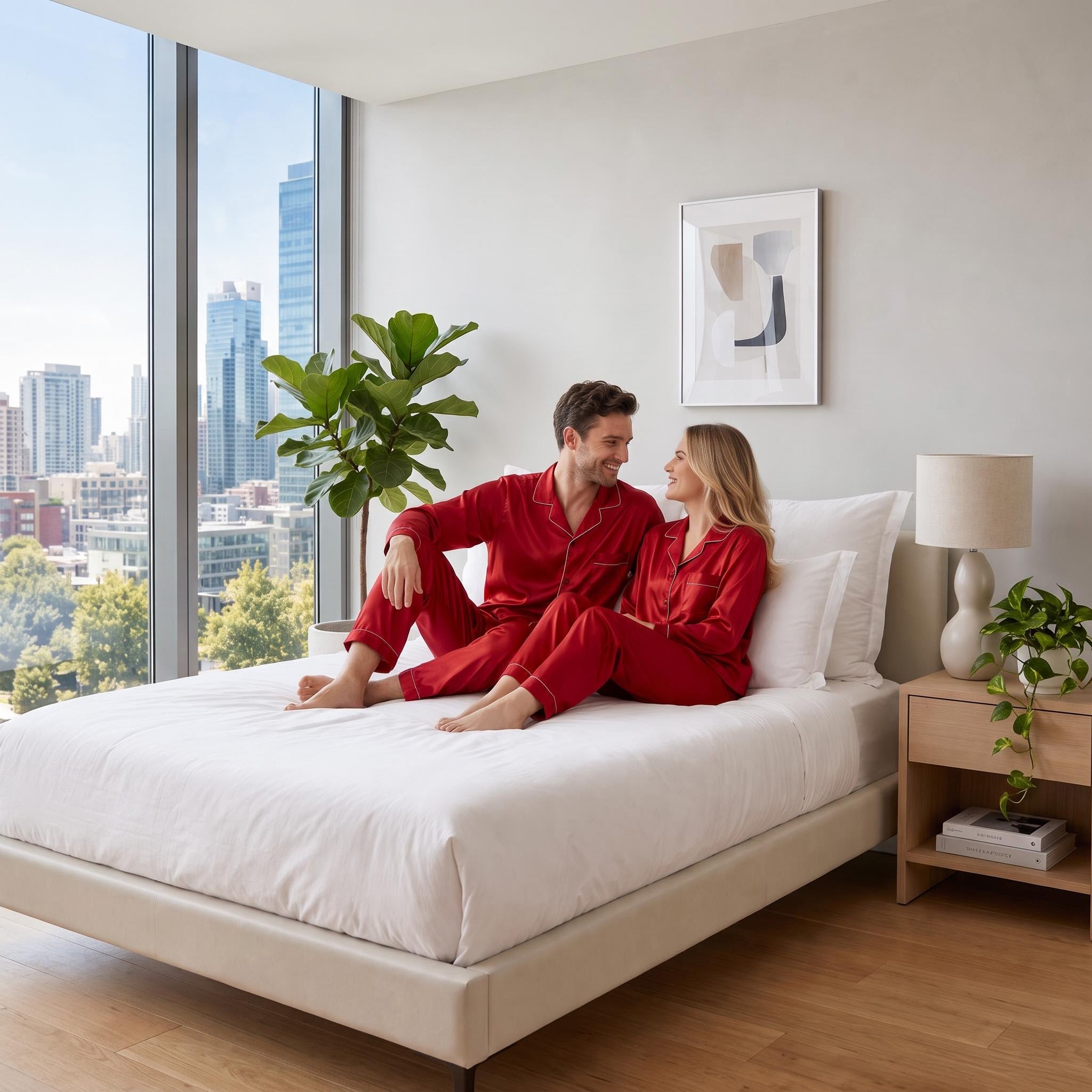Silk Satin Couple Pajama Set For Him Or Her