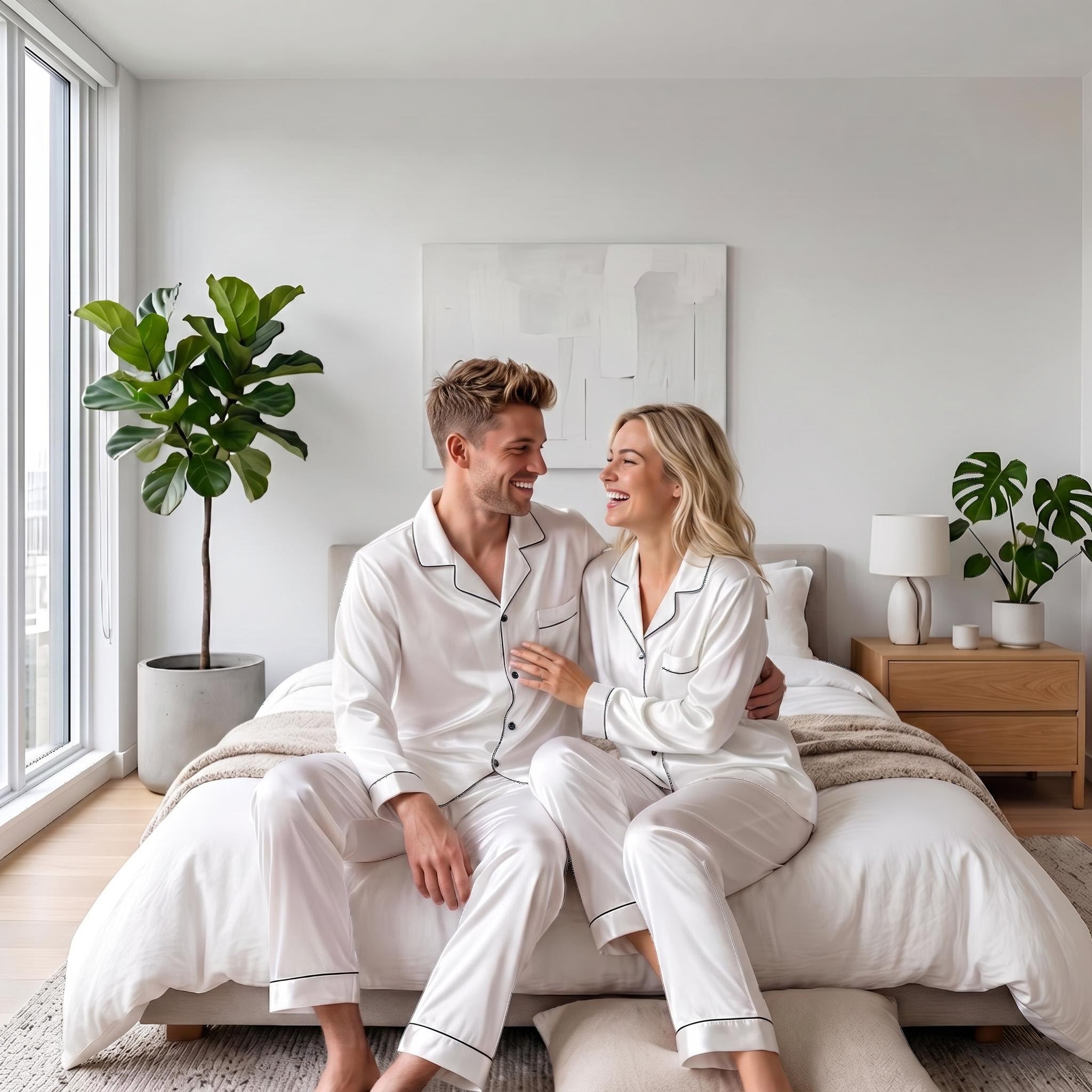 Silk Satin Couple Pajama Set For Him Or Her