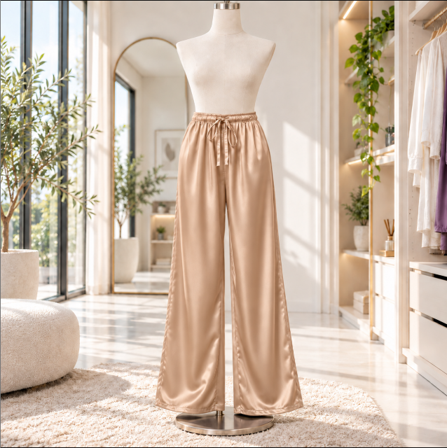 Elegant Flowing Wide Leg Silk Pants for Women