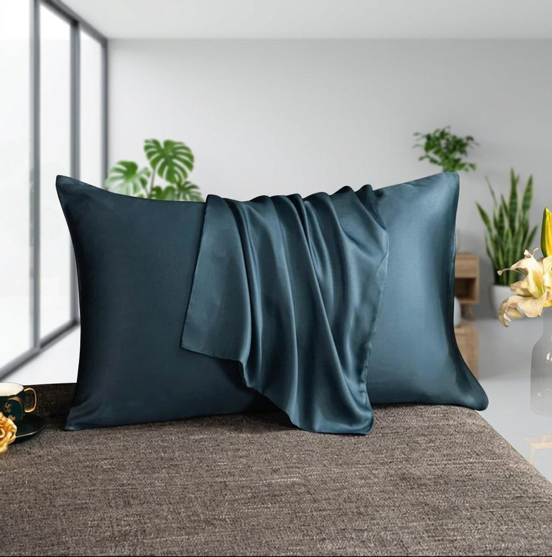 100% Mulberry Silk Pillowcase for Hair and Skin - 20x30 In-Pillowcases-Glompi-Teal Blue-Glompi