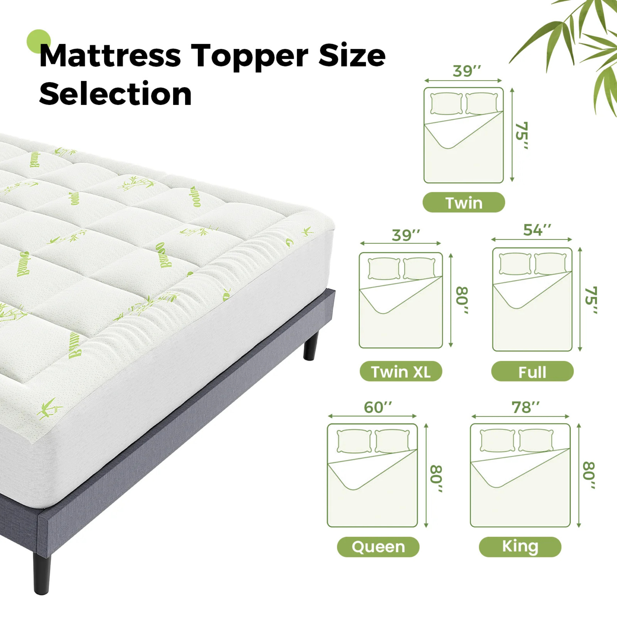 Bamboo Viscose Mattress Topper - Soft and Breathable Bedding