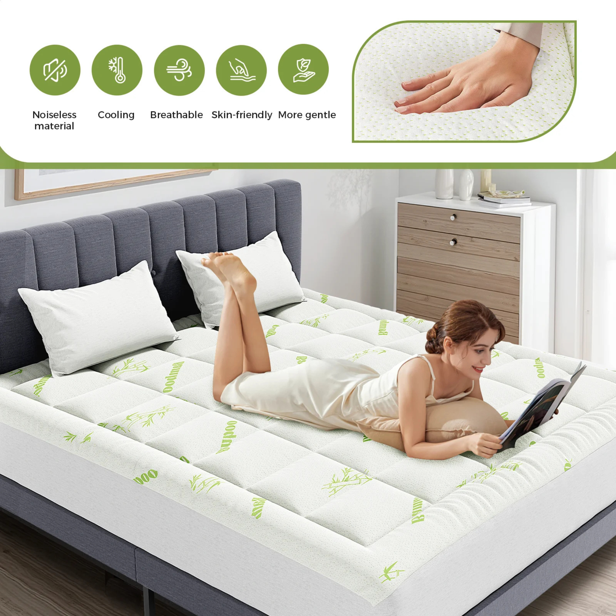 Bamboo Viscose Mattress Topper - Soft and Breathable Bedding