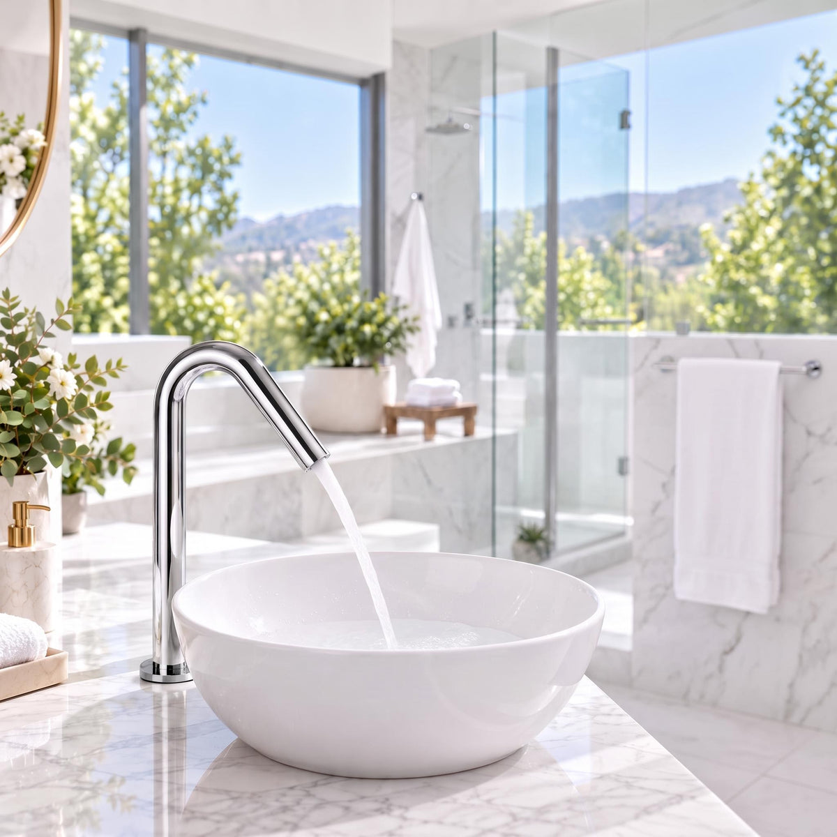 Smart Touch Gold Bathroom Faucet with Automatic Sensor