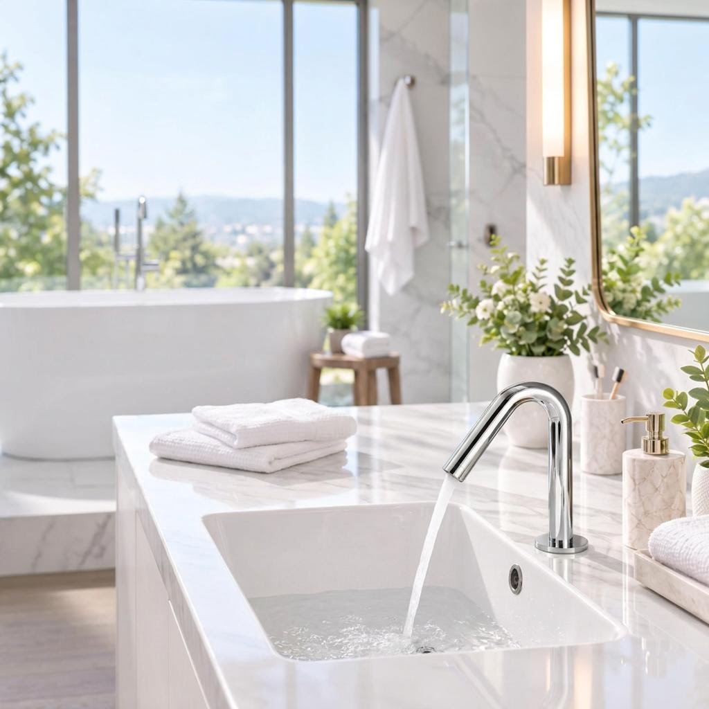 Smart Touch Gold Bathroom Faucet with Automatic Sensor