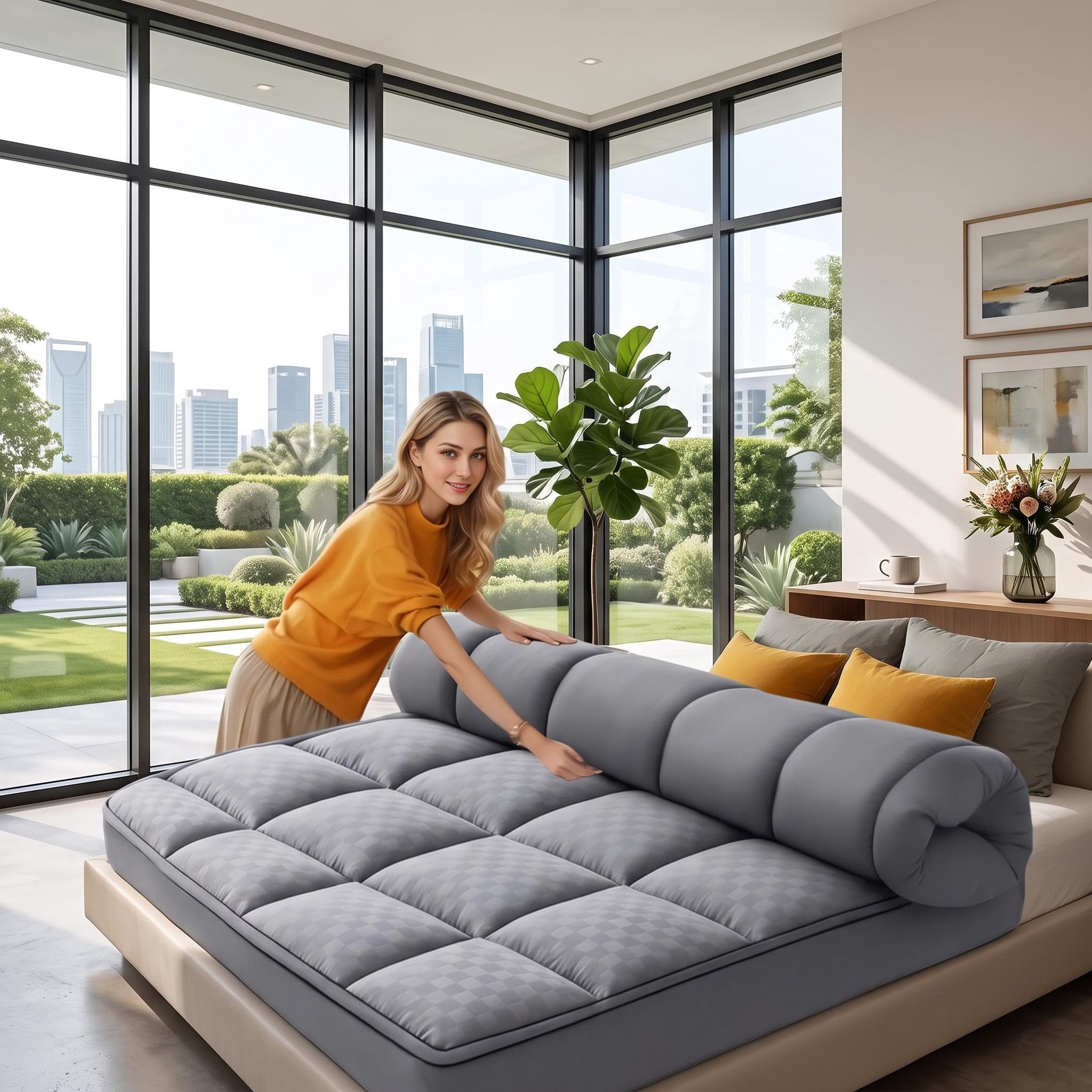 Extra Thick Mattress Topper - 1000GSM Cooling Pillowtop Bed Pad, Deep Pocket Noiseless Quilted Protector