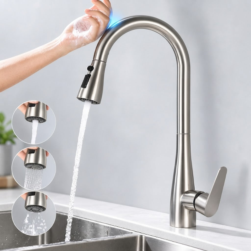 Smart Touch Kitchen Faucet with Pull-Out Spray Head