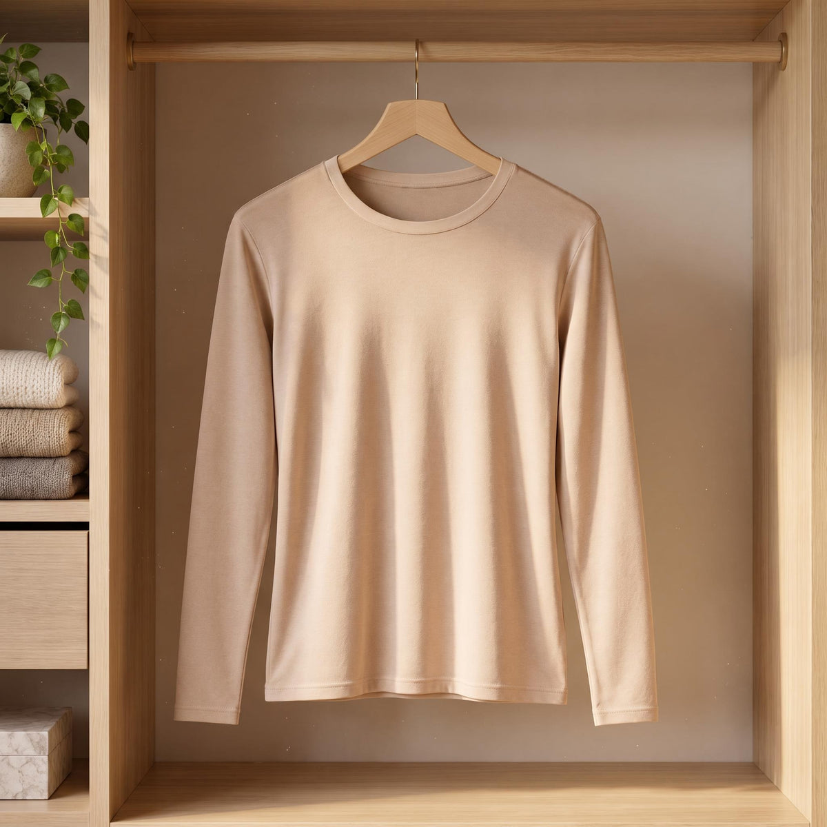 Men's Silk Long Sleeve Crewneck T-Shirt for Comfort and Style