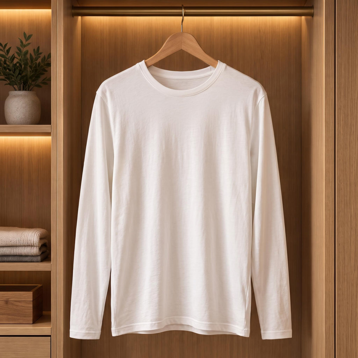Men's Silk Long Sleeve Crewneck T-Shirt for Comfort and Style