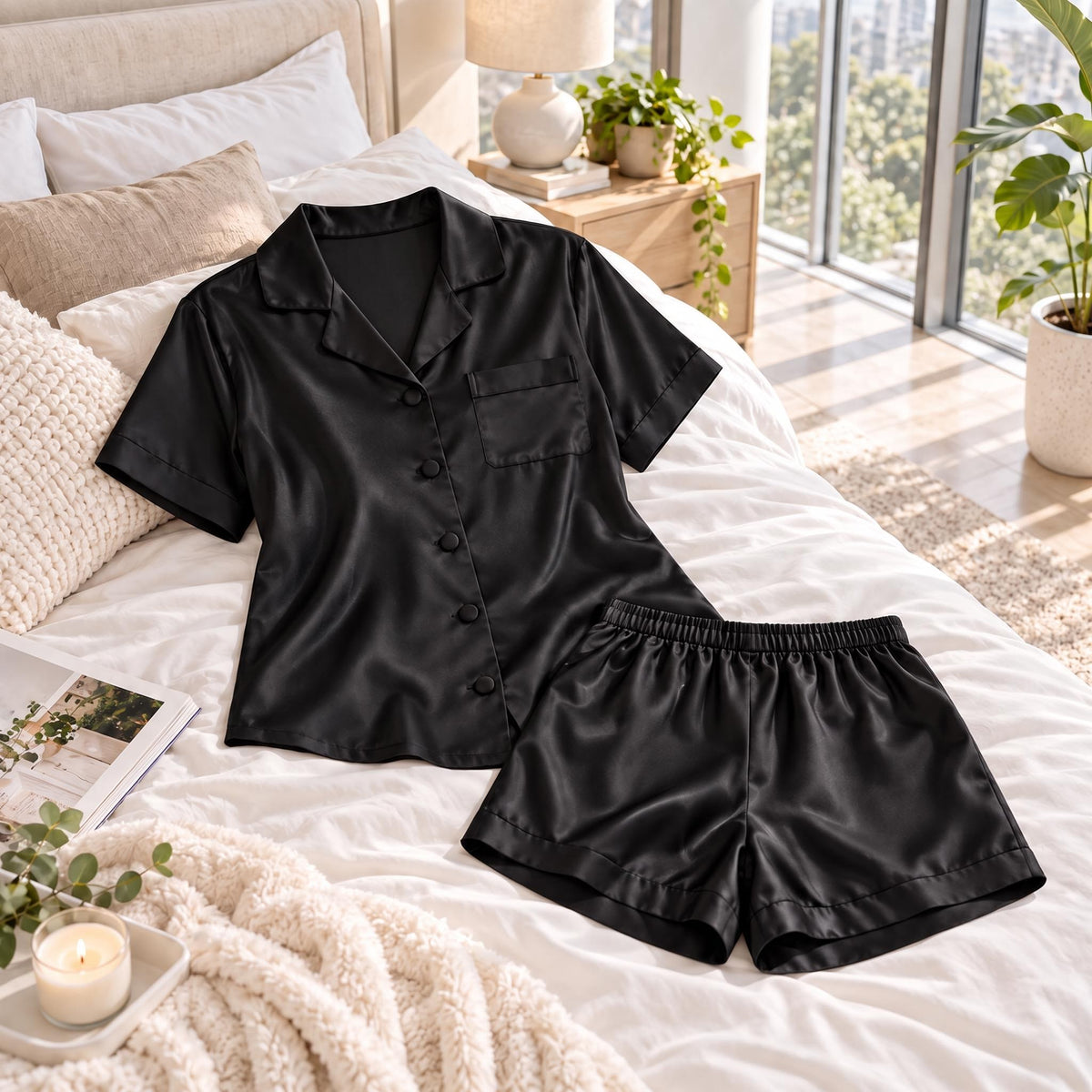 Mulberry Silk Short Sleeve Women's Pajama Set