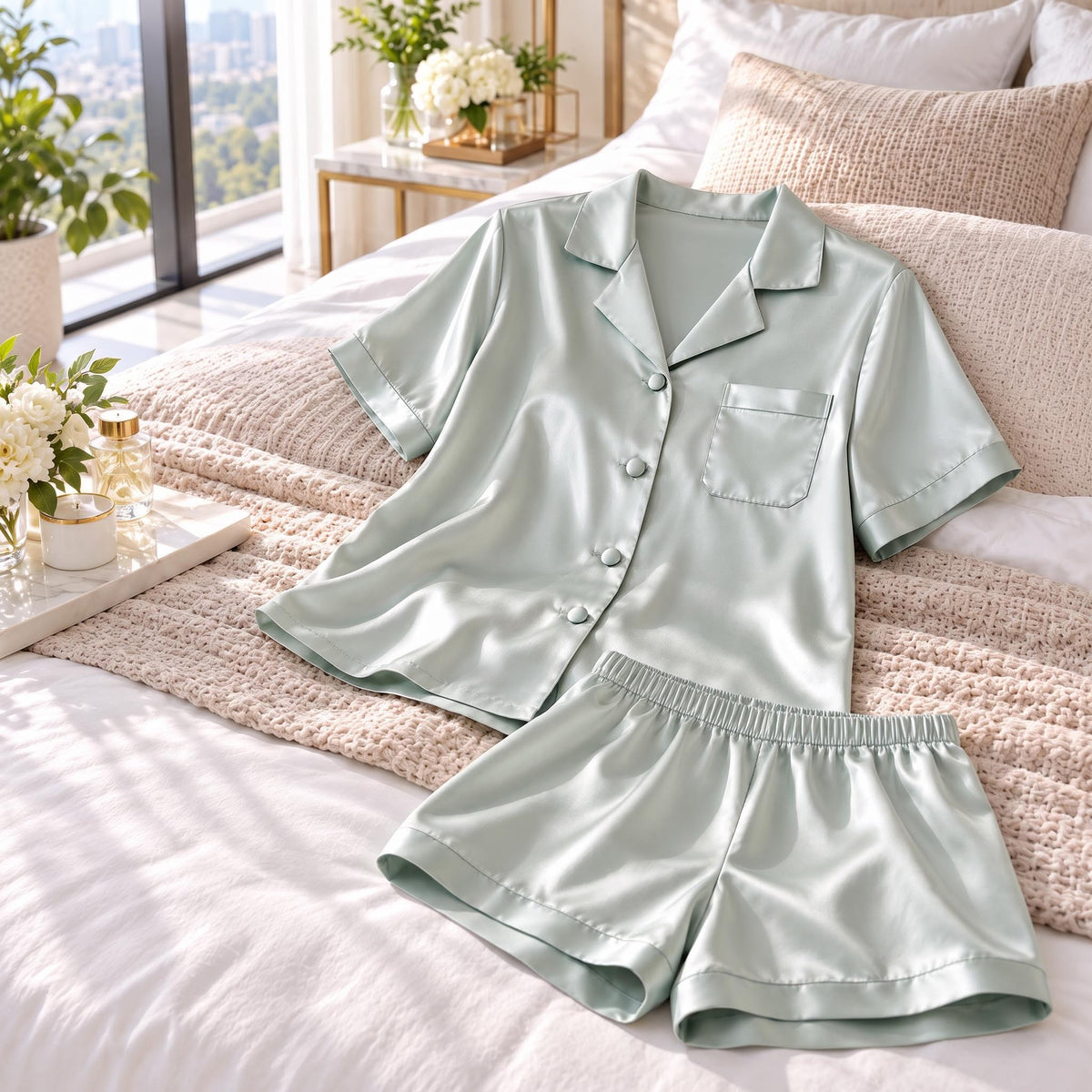 Mulberry Silk Short Sleeve Women's Pajama Set