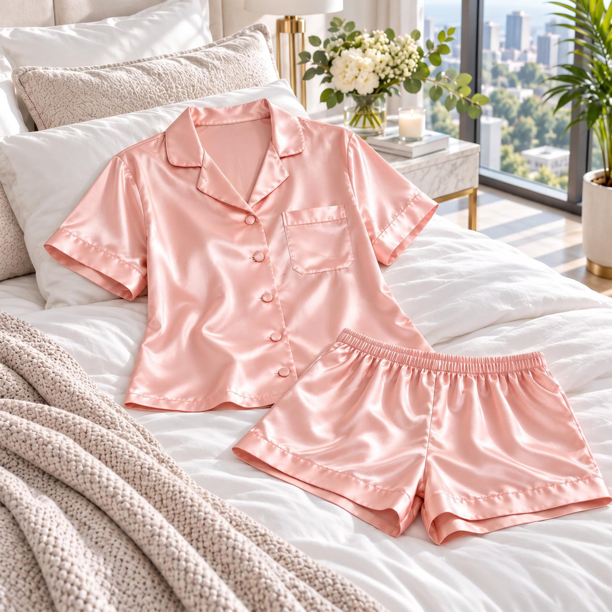 Mulberry Silk Short Sleeve Women's Pajama Set
