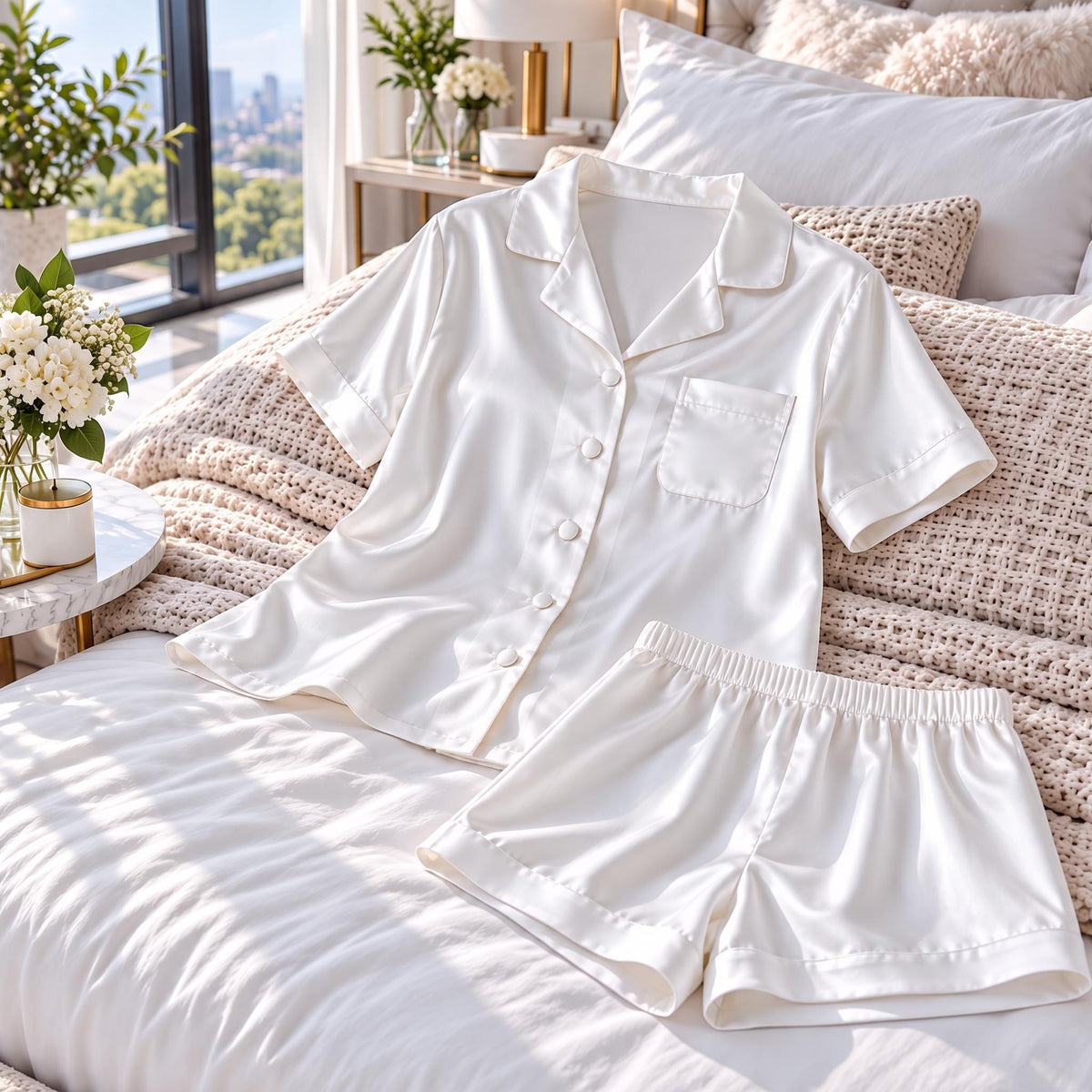 Mulberry Silk Short Sleeve Women's Pajama Set