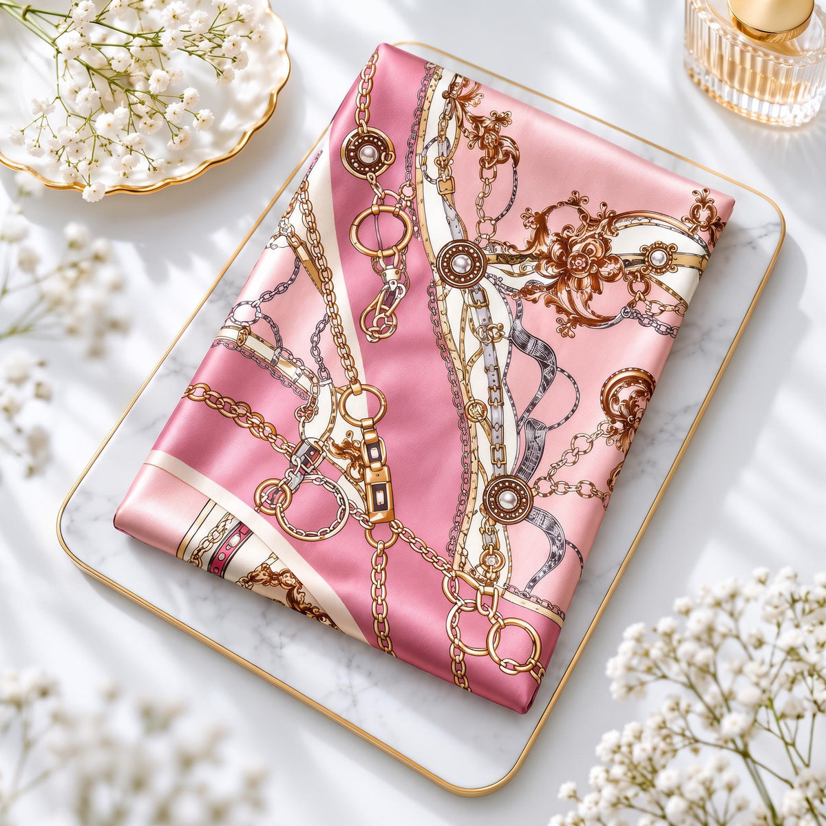 Elegant Printed Silk Scarf for Women, 170x53cm