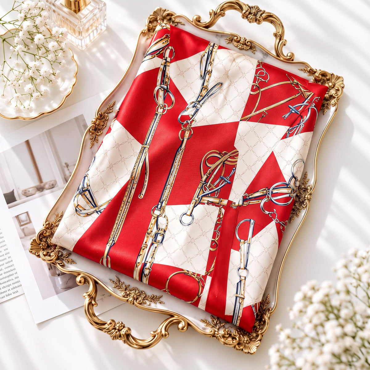 Elegant Printed Silk Scarf for Women, 170x53cm