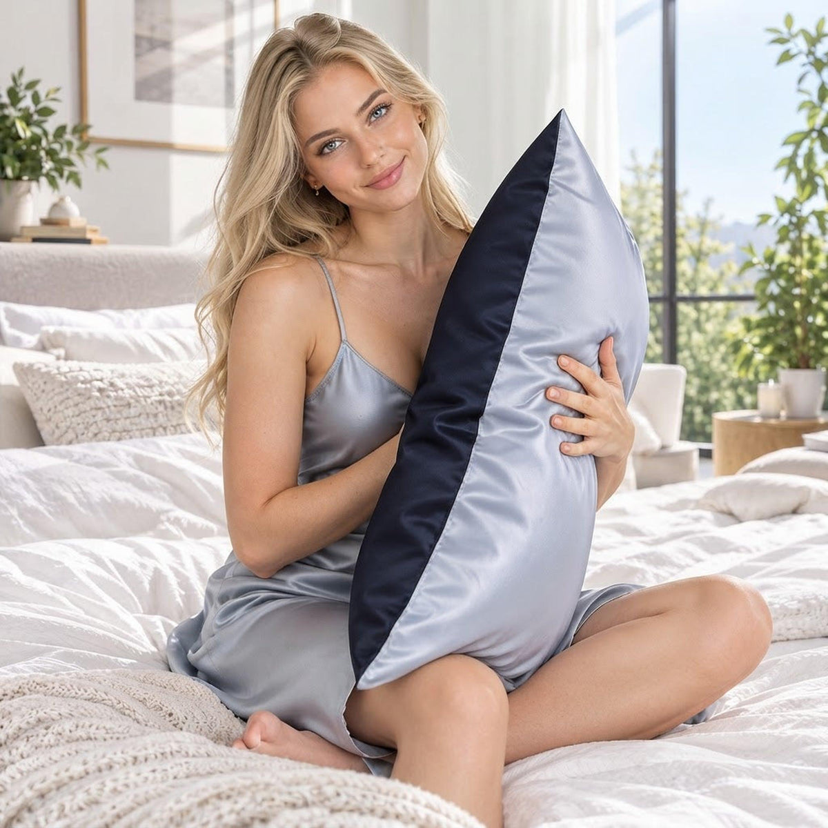 22 Momme Mulberry Silk Pillowcase with Hidden Zipper for Hair Care-Pillowcases-Glompi-DarkBlue+LightBlue-Toddler-Glompi