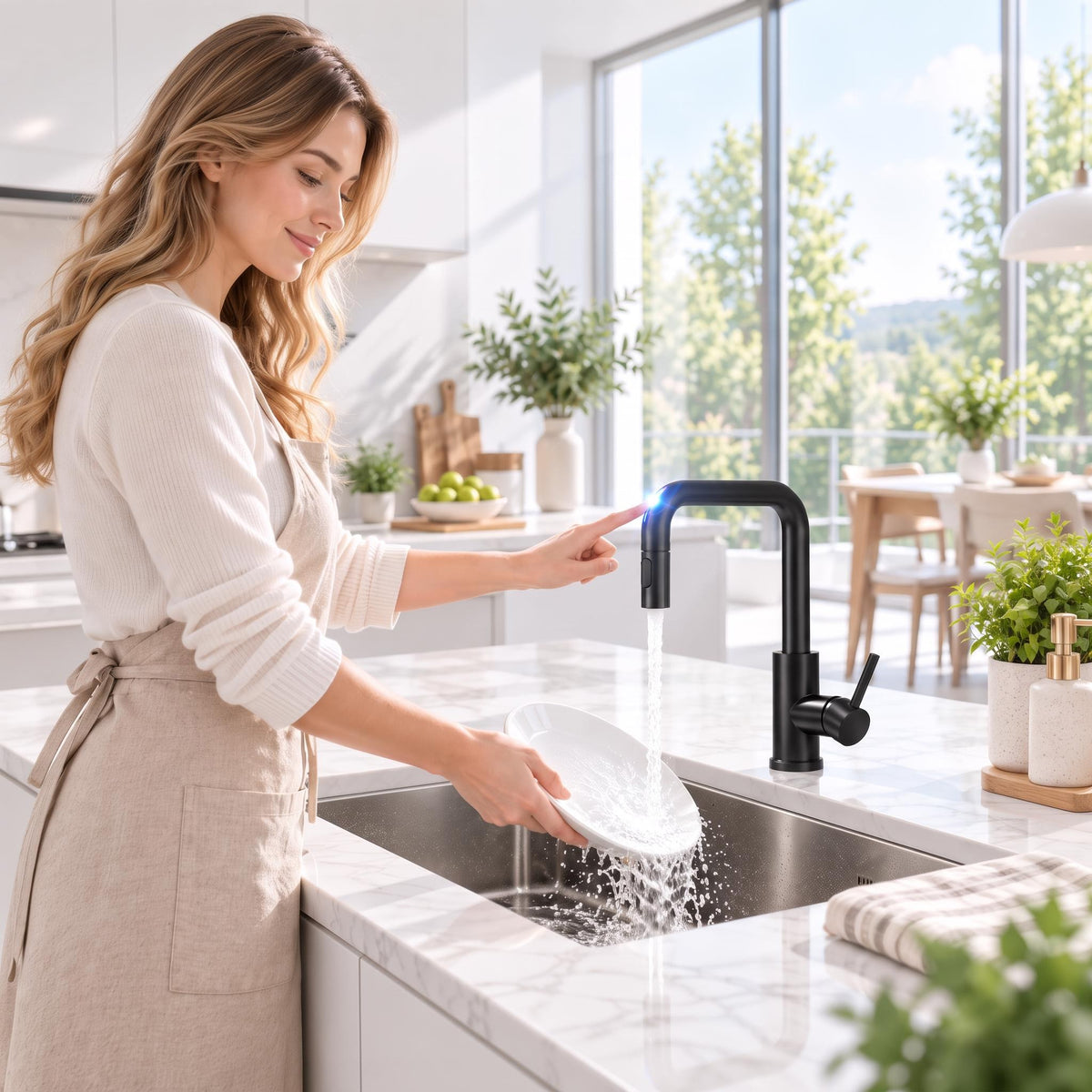 Touch Activated Kitchen Sink Faucet with Pull-Out Sprayer