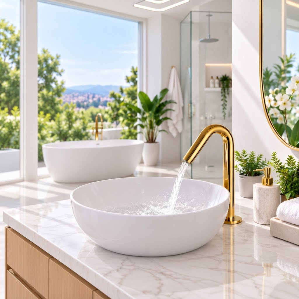 Smart Touch Gold Bathroom Faucet with Automatic Sensor