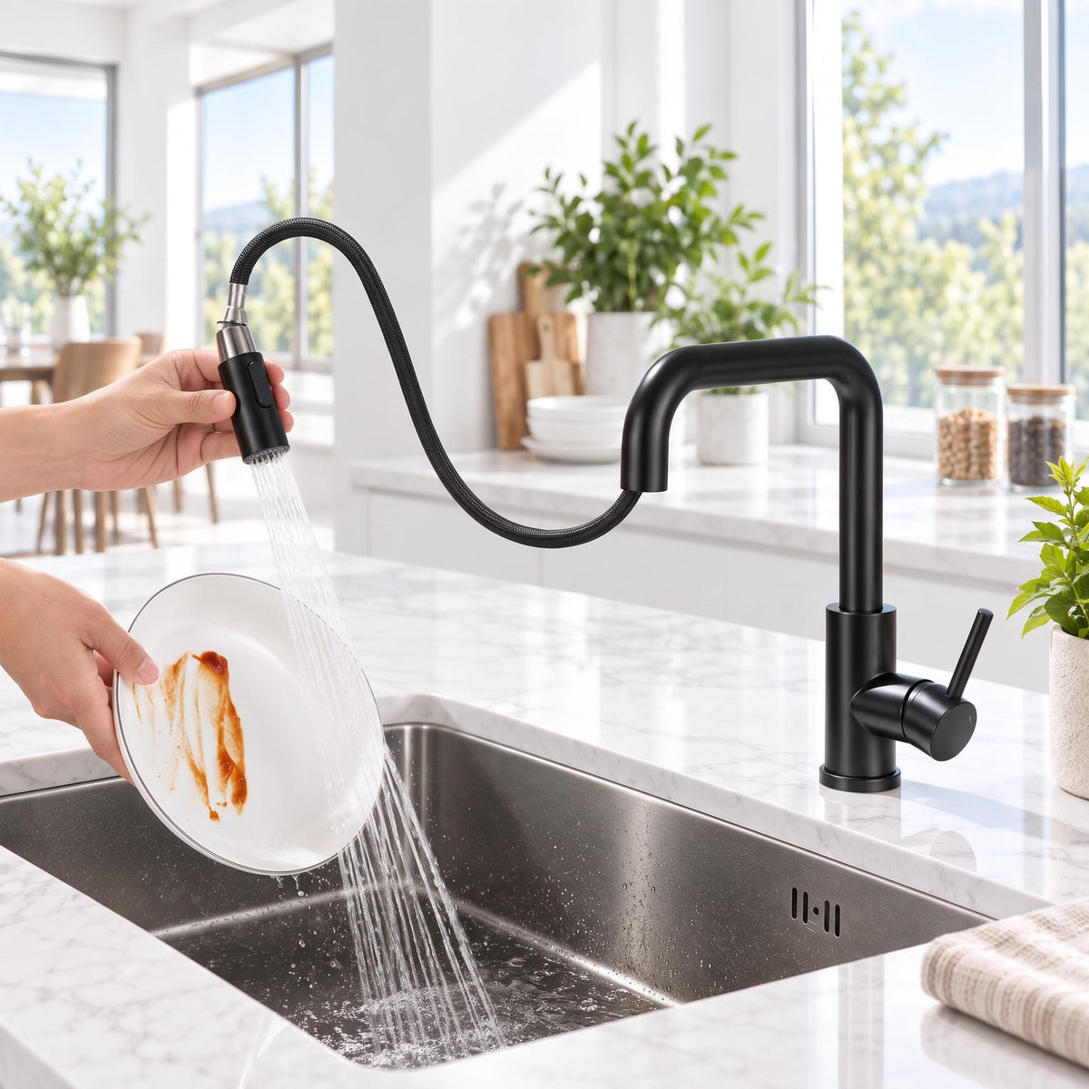 Touch Activated Kitchen Sink Faucet with Pull-Out Sprayer