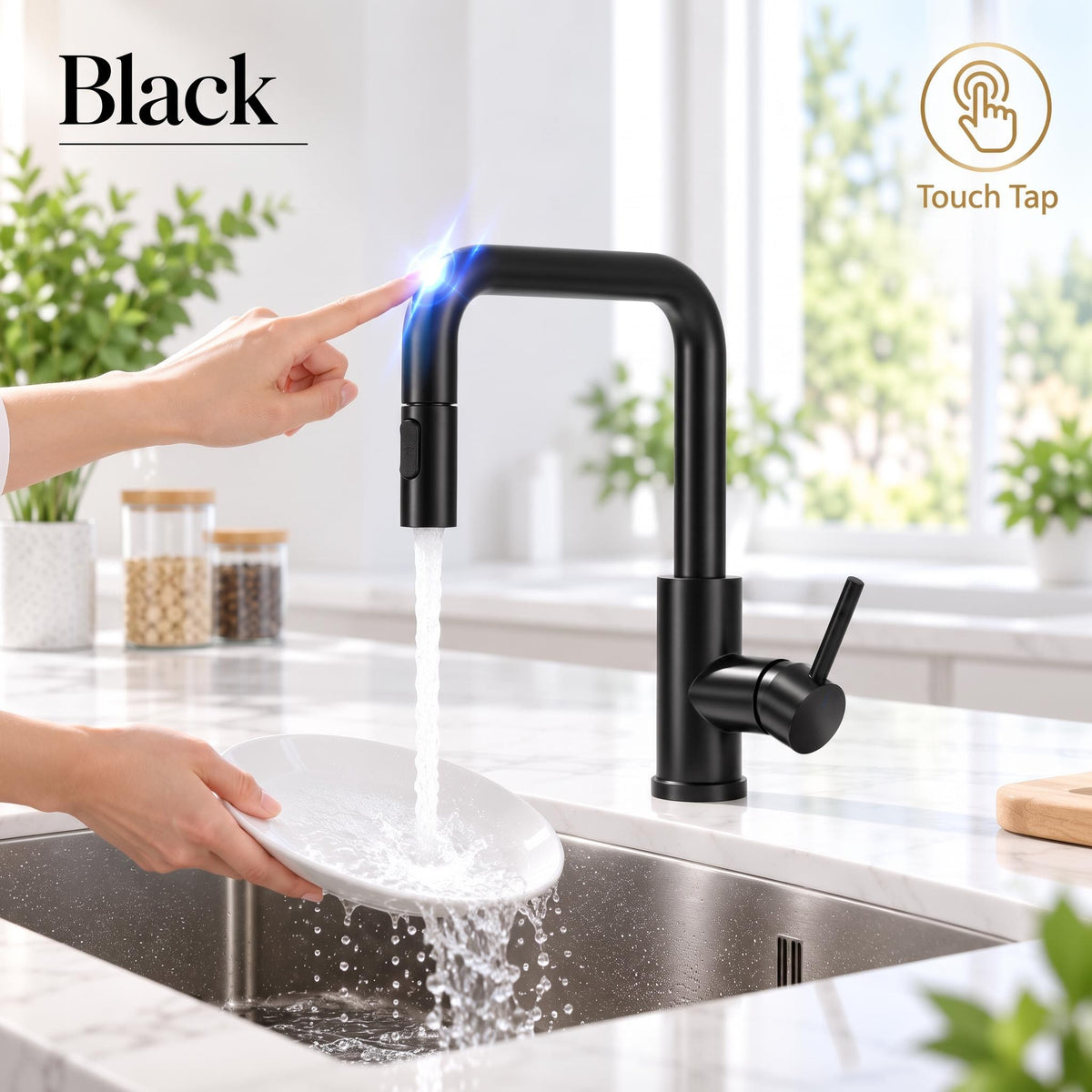 Touch Activated Kitchen Sink Faucet with Pull-Out Sprayer