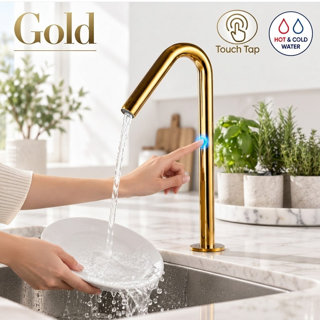 Smart Touch Gold Bathroom Faucet with Automatic Sensor