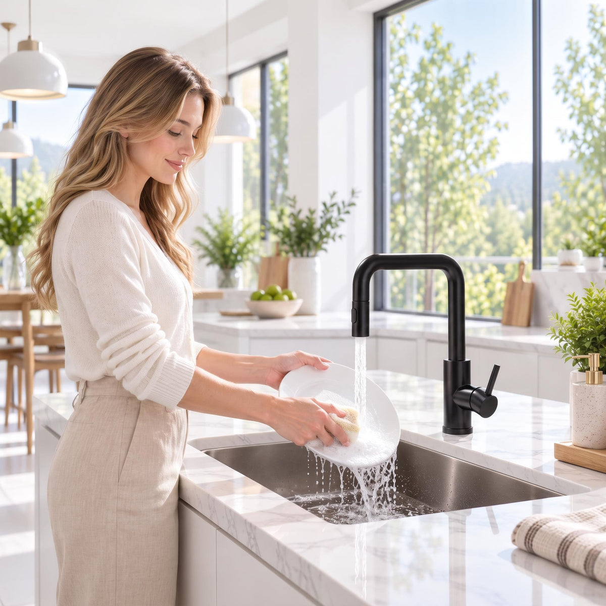 Touch Activated Kitchen Sink Faucet with Pull-Out Sprayer