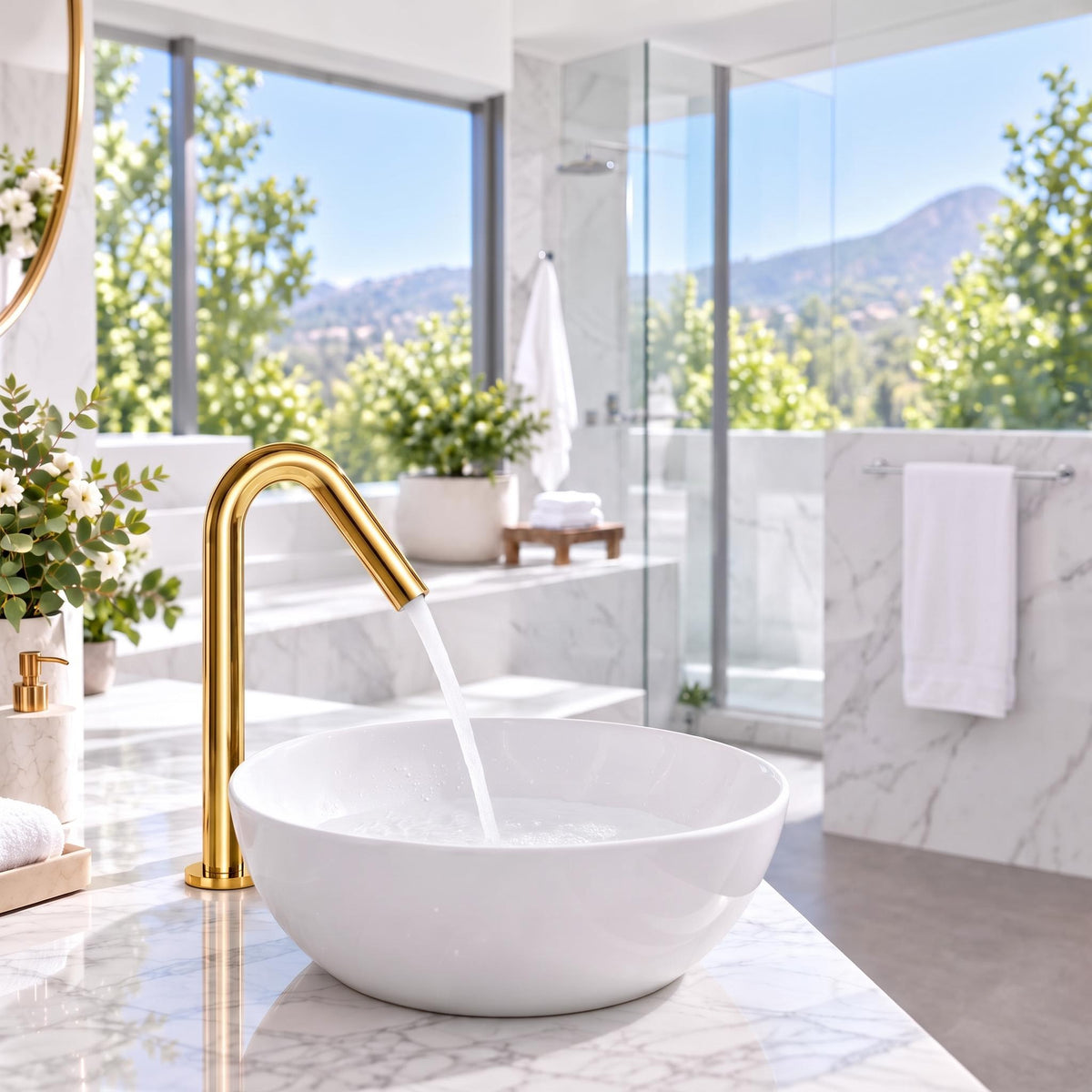 Smart Touch Gold Bathroom Faucet with Automatic Sensor
