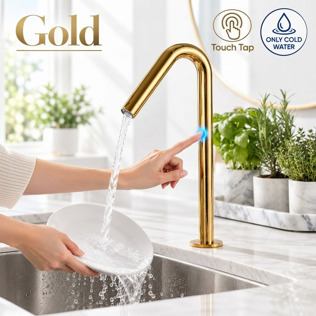 Smart Touch Gold Bathroom Faucet with Automatic Sensor