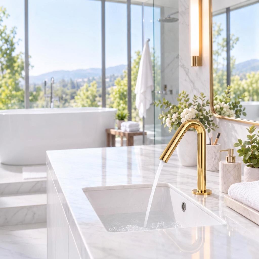 Smart Touch Gold Bathroom Faucet with Automatic Sensor