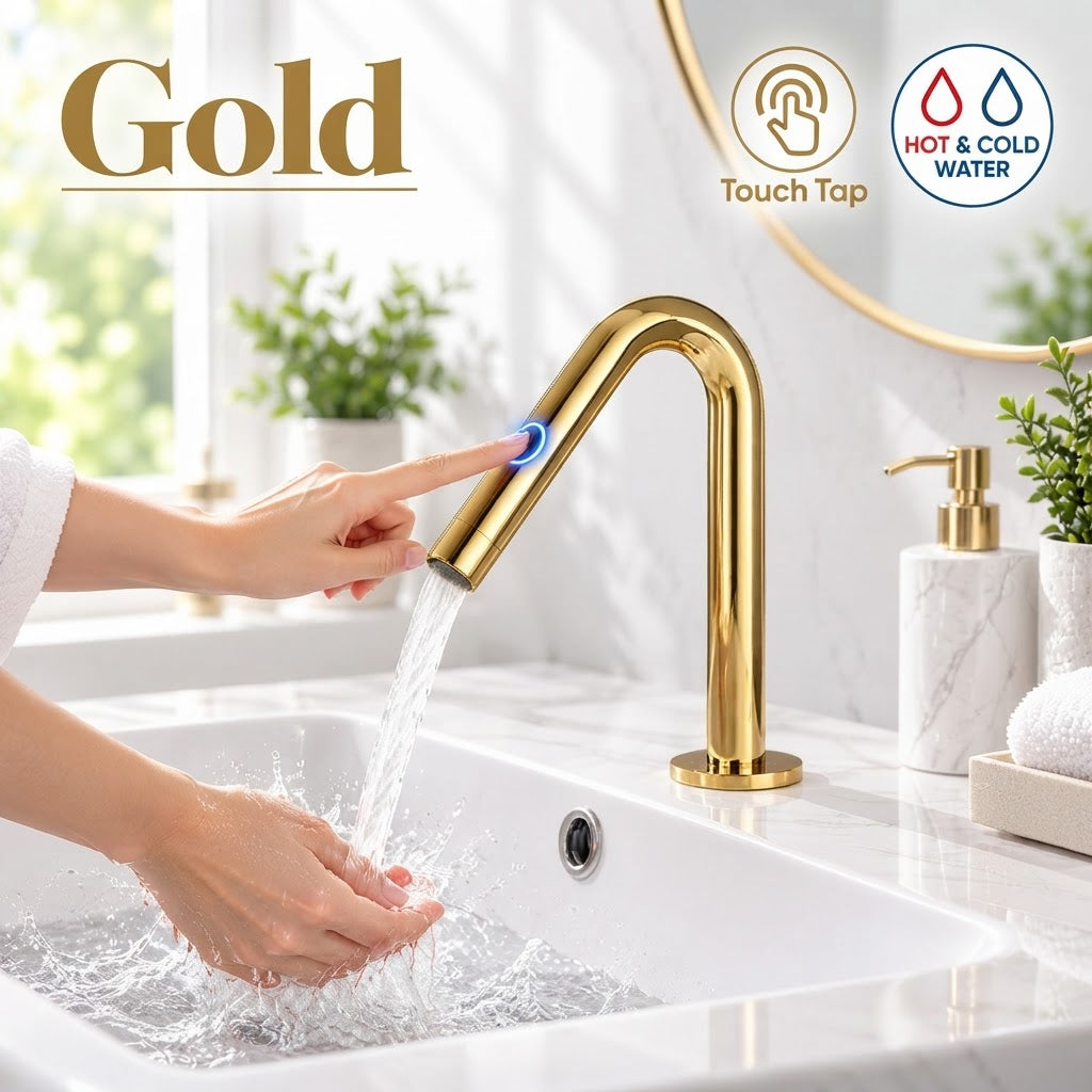 Smart Touch Gold Bathroom Faucet with Automatic Sensor