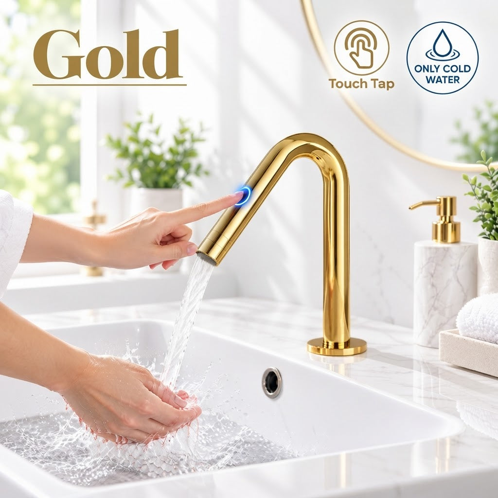 Smart Touch Gold Bathroom Faucet with Automatic Sensor