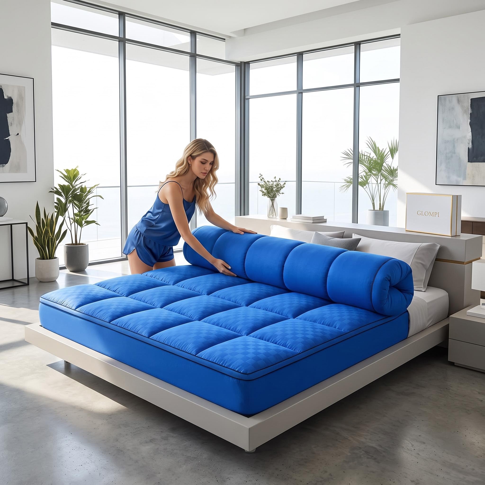 Extra Thick Mattress Topper - 1000GSM Cooling Pillowtop Bed Pad, Deep Pocket Noiseless Quilted Protector