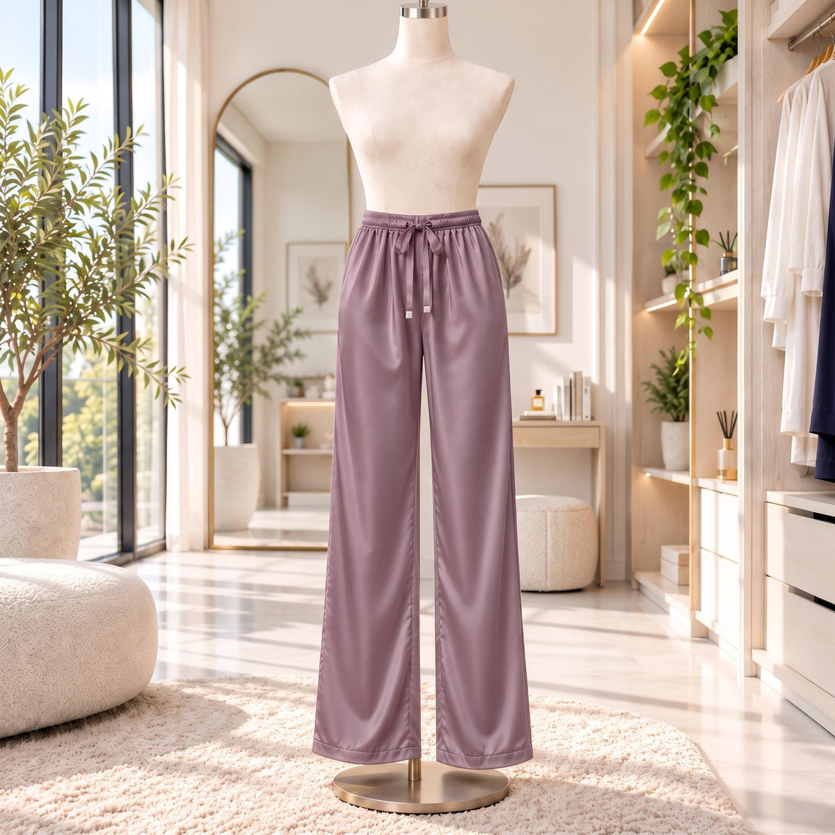 Classic Women's Silk Pajama Pants with Comfortable Waistband