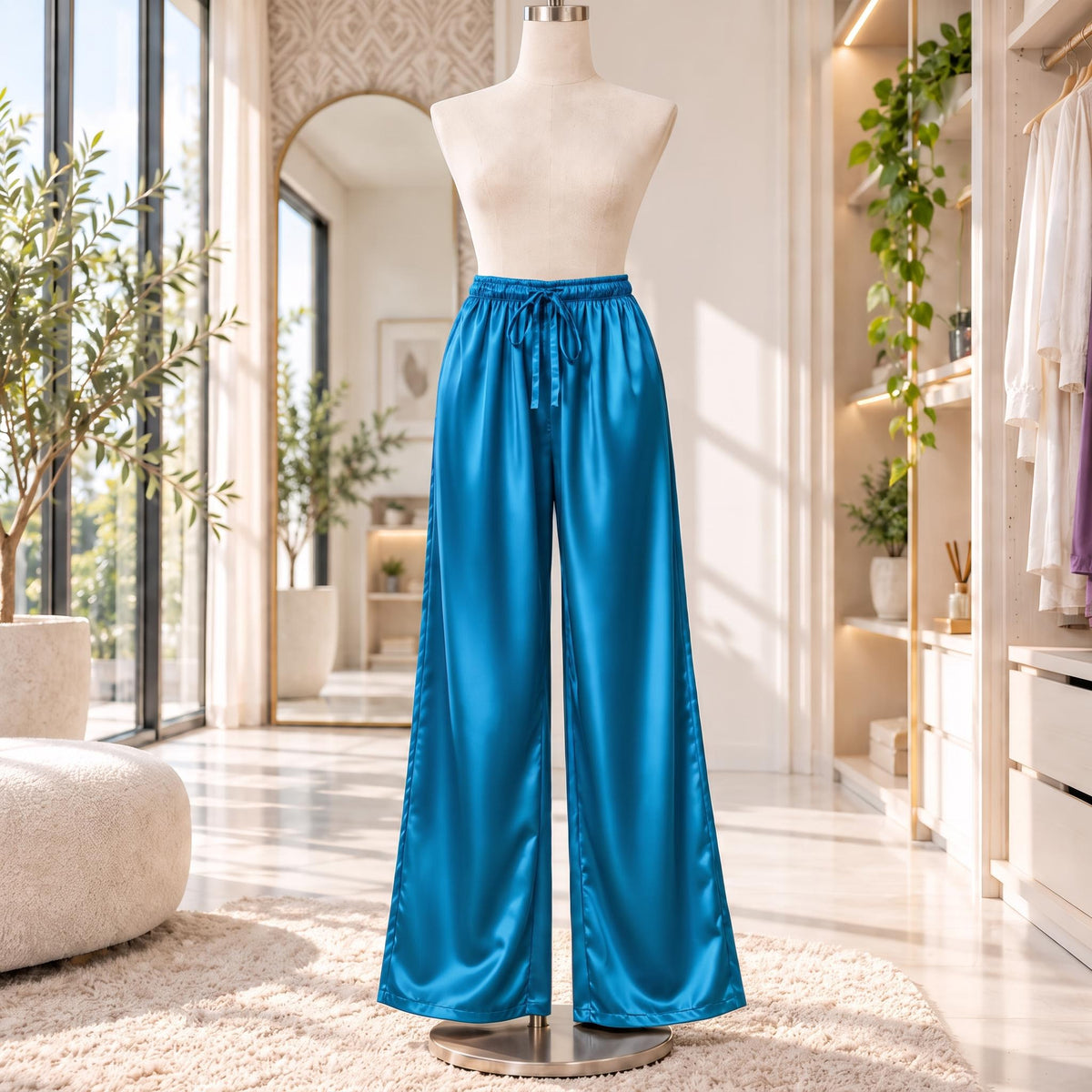 Elegant Flowing Wide Leg Silk Pants for Women