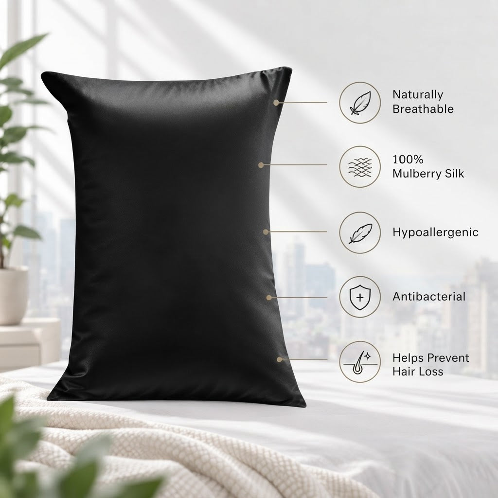19 Momme Mulberry Silk Pillowcase for Hair Care with Envelope Closure