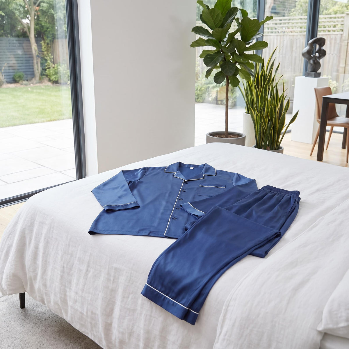 Mulberry Silk Long Sleeve Men's Pajama Set in Multiple Colors
