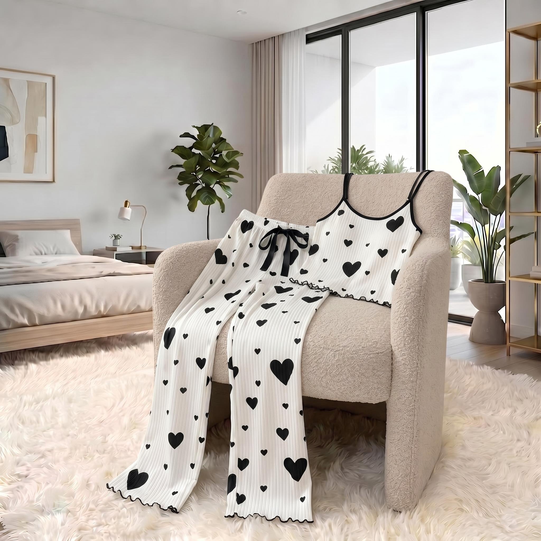 Love Print Pajama Set